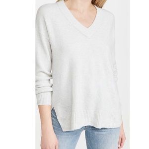 Madewell Bartlett V Neck Pullover Sweater Sz Small and Heather Smoke White